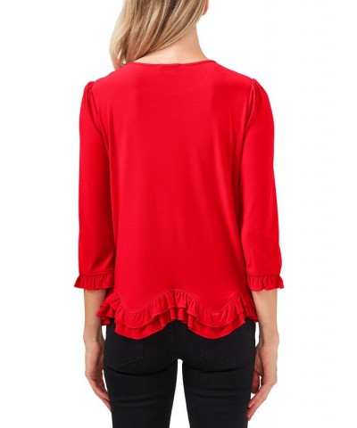 Ruffle-Hem Top Red $24.16 Tops