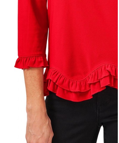 Ruffle-Hem Top Red $24.16 Tops