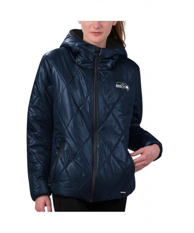 Women's College Navy Seattle Seahawks Charlotte Full-Zip Hoodie Puffer Jacket Navy $59.40 Jackets