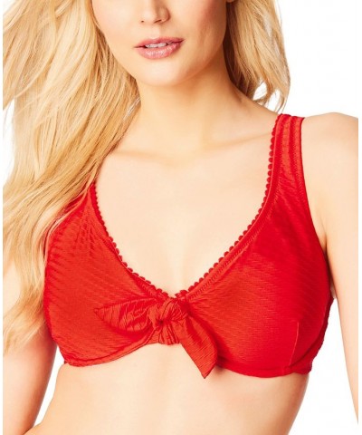 Pretty in Pique Tie Front Bikini Top Pepper $39.22 Swimsuits