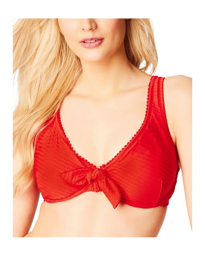 Pretty in Pique Tie Front Bikini Top Pepper $39.22 Swimsuits