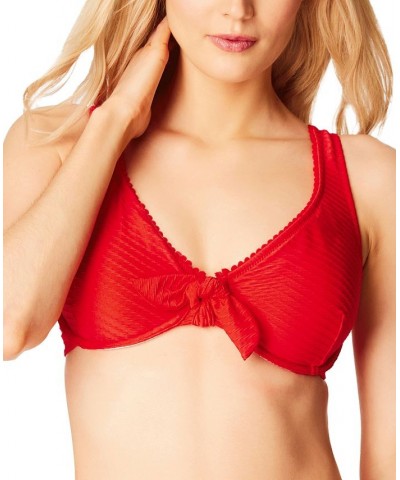 Pretty in Pique Tie Front Bikini Top Pepper $39.22 Swimsuits