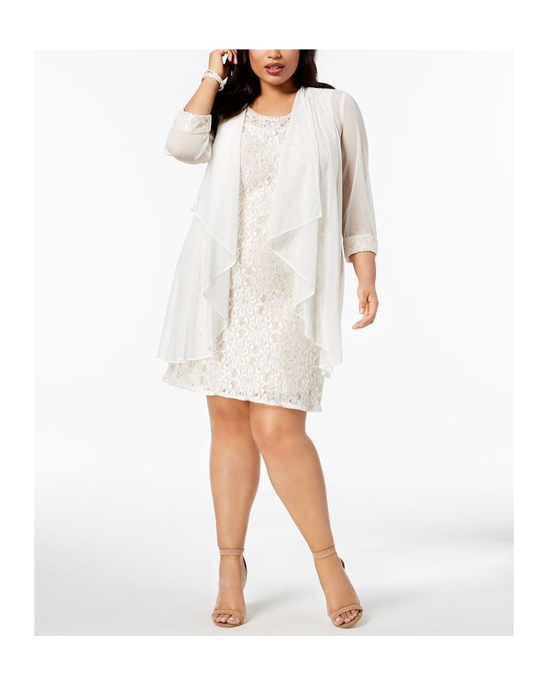 Plus Size Lace Dress & Jacket Ivory/Cream $62.55 Dresses