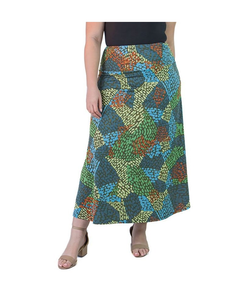 Plus Size Maxi Skirt Green Multi $29.92 Skirts