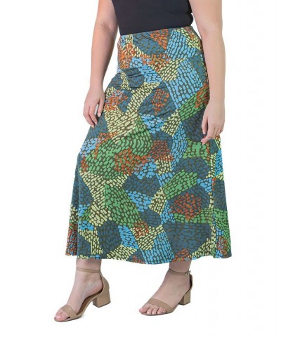 Plus Size Maxi Skirt Green Multi $29.92 Skirts