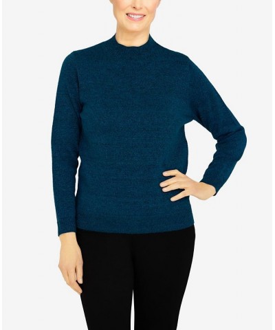 Petite Size Classics Cashmelon Mock Neck Sweater Peacock Metallic $25.89 Sweaters