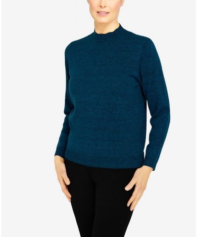 Petite Size Classics Cashmelon Mock Neck Sweater Peacock Metallic $25.89 Sweaters