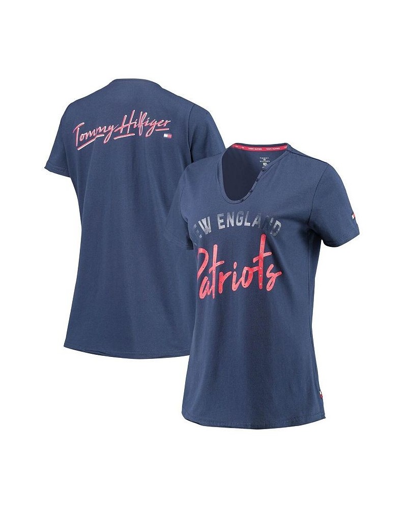 Women's Navy New England Patriots Riley V-Neck T-shirt Navy $20.66 Tops