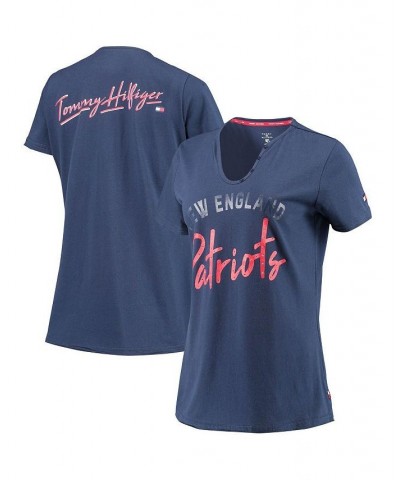 Women's Navy New England Patriots Riley V-Neck T-shirt Navy $20.66 Tops