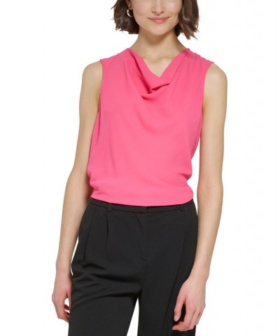 Petite Cowlneck Sleeveless Blouse Pink $33.12 Tops