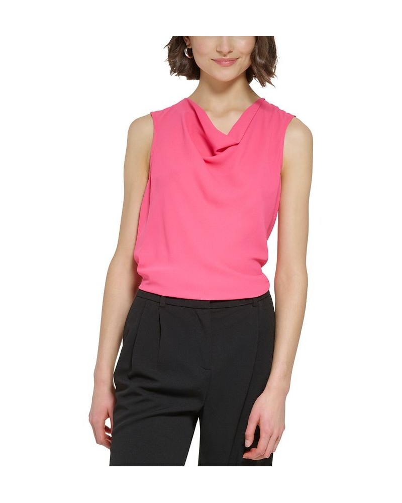 Petite Cowlneck Sleeveless Blouse Pink $33.12 Tops