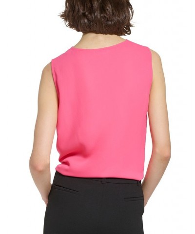 Petite Cowlneck Sleeveless Blouse Pink $33.12 Tops