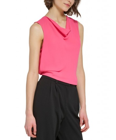 Petite Cowlneck Sleeveless Blouse Pink $33.12 Tops