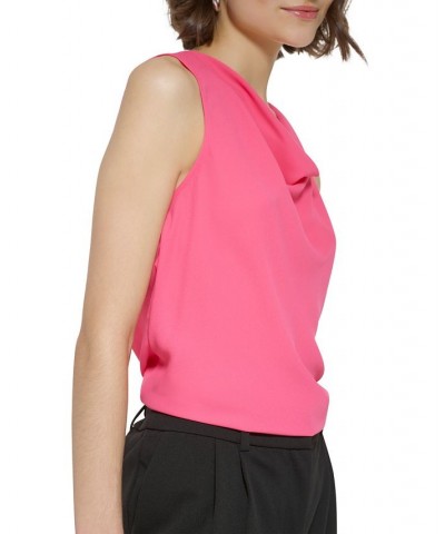 Petite Cowlneck Sleeveless Blouse Pink $33.12 Tops