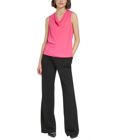 Petite Cowlneck Sleeveless Blouse Pink $33.12 Tops