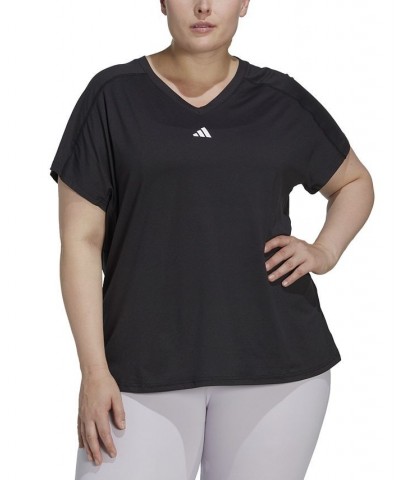 Plus Size Train Essentials V-Neck Short-Sleeve Tee Black $14.10 Tops