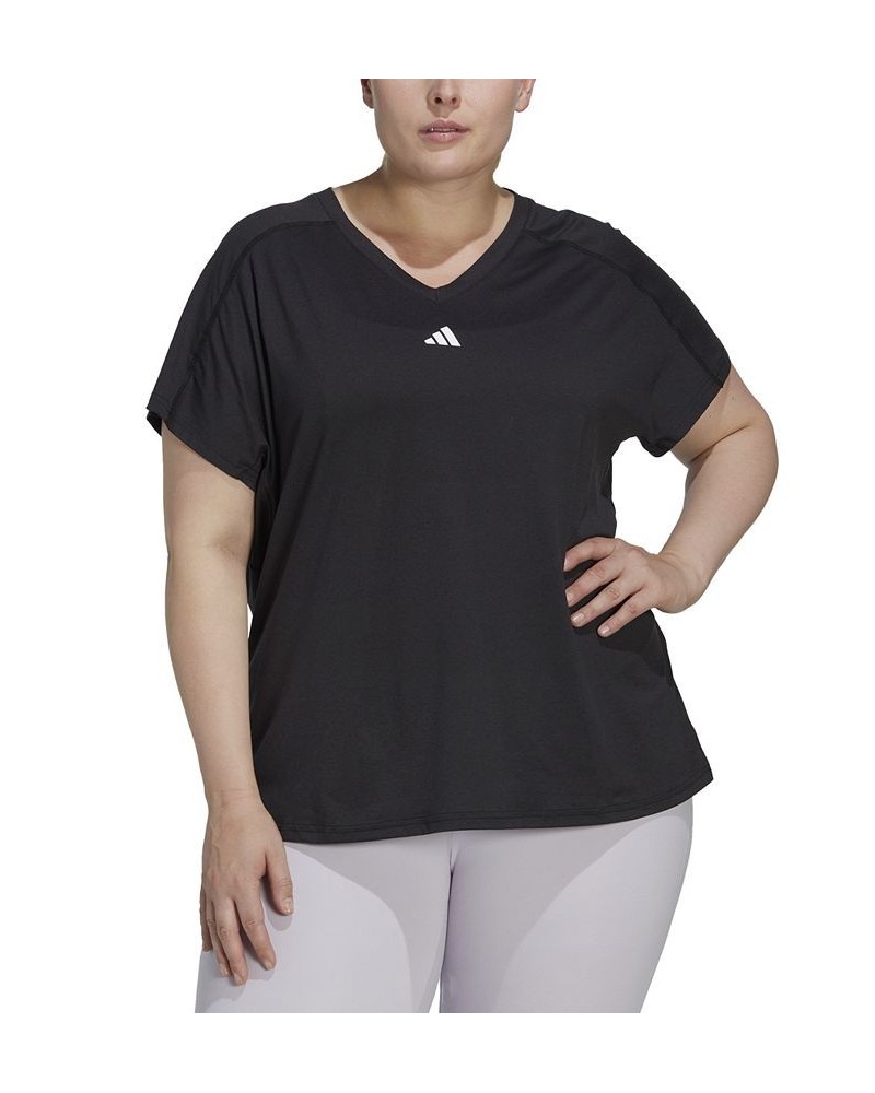 Plus Size Train Essentials V-Neck Short-Sleeve Tee Black $14.10 Tops