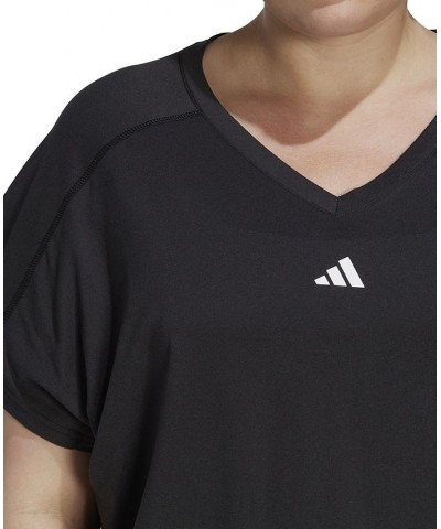 Plus Size Train Essentials V-Neck Short-Sleeve Tee Black $14.10 Tops