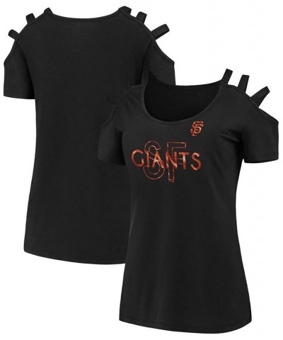 Women's Black San Francisco Giants Three Strap Open Shoulder T-shirt Black $19.35 Tops