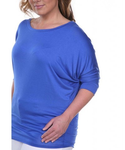 Plus Size Bat Sleeve Tunic Top Royal Blue $32.24 Tops