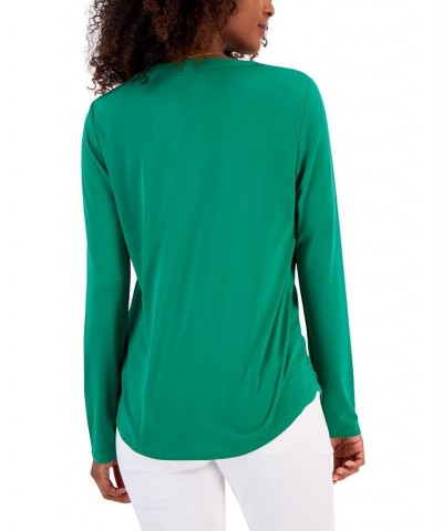 Women's Zip-Pocket Blouse Green $19.00 Tops