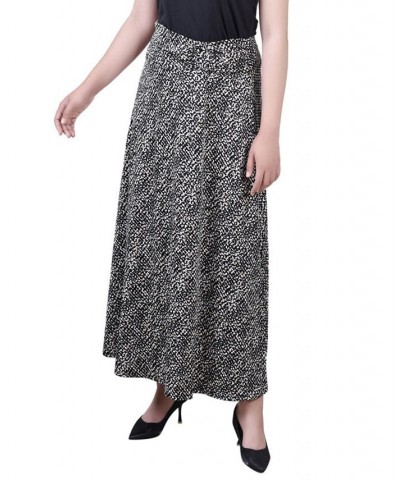 Women's Missy Maxi A-Line Skirt with Front Faux Belt with Ring Detail Jet Mixedshade $17.60 Skirts