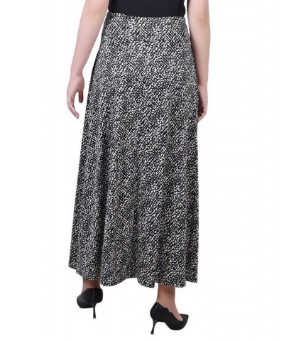 Women's Missy Maxi A-Line Skirt with Front Faux Belt with Ring Detail Jet Mixedshade $17.60 Skirts