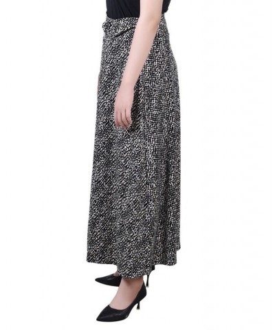 Women's Missy Maxi A-Line Skirt with Front Faux Belt with Ring Detail Jet Mixedshade $17.60 Skirts