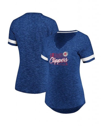 Women's Branded Royal and White LA Clippers Showtime Winning With Pride Notch Neck T-shirt Royal, White $15.99 Tops