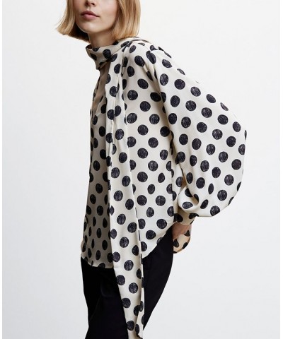 Women's Bow Polka-Dots Blouse Ecru $30.00 Tops