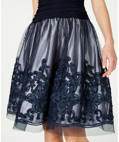 Illusion Soutache-Trim Party Dress Navy/Navy $62.58 Dresses