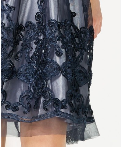 Illusion Soutache-Trim Party Dress Navy/Navy $62.58 Dresses