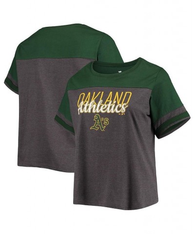 Women's Heathered Charcoal Green Oakland Athletics Plus Size Colorblock T-shirt Heathered Charcoal, Green $21.60 Tops