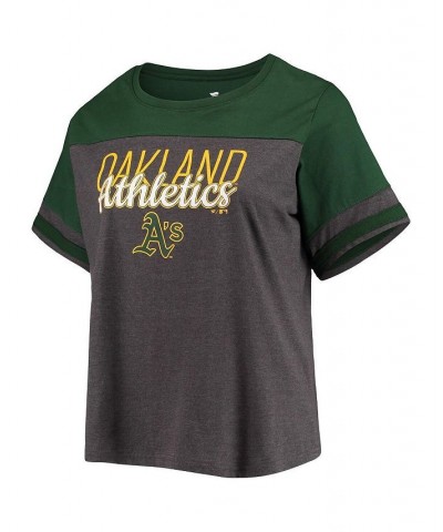 Women's Heathered Charcoal Green Oakland Athletics Plus Size Colorblock T-shirt Heathered Charcoal, Green $21.60 Tops