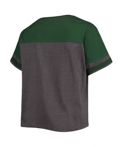 Women's Heathered Charcoal Green Oakland Athletics Plus Size Colorblock T-shirt Heathered Charcoal, Green $21.60 Tops