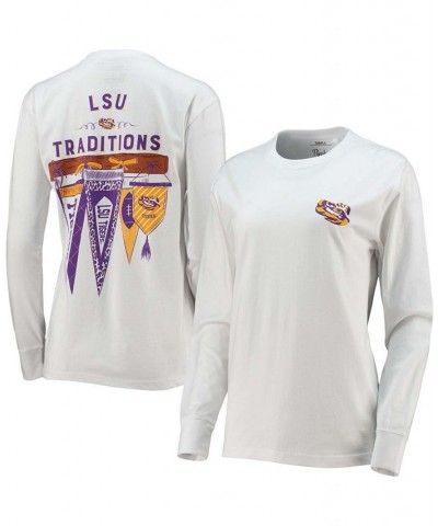 Women's White LSU Tigers Traditions Pennant Long Sleeve T-shirt White $26.40 Tops