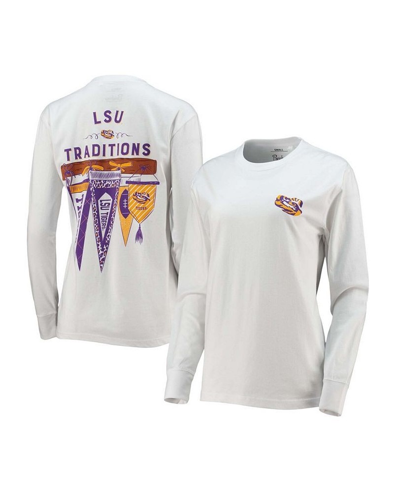 Women's White LSU Tigers Traditions Pennant Long Sleeve T-shirt White $26.40 Tops