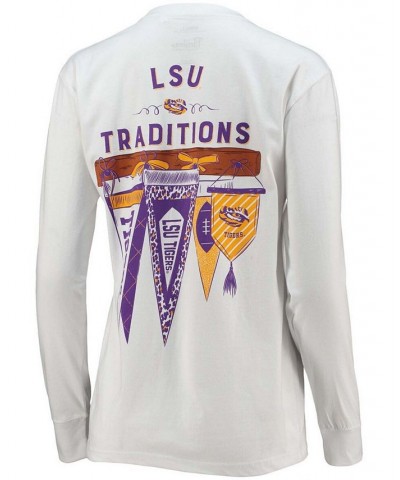 Women's White LSU Tigers Traditions Pennant Long Sleeve T-shirt White $26.40 Tops