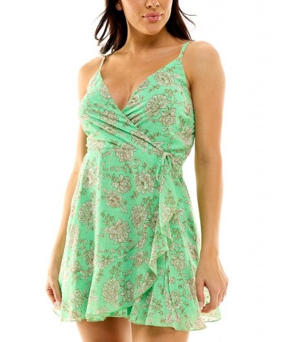 Juniors' Floral Clip-Dot Ruffled Dress Mint Floral $33.04 Dresses