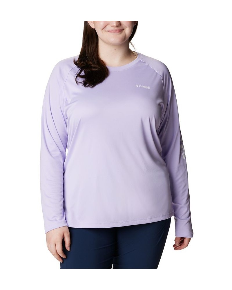 Plus Size PFG Tidal Tee II Omni-Shade T-Shirt Soft Violet, White Logo $24.00 Tops