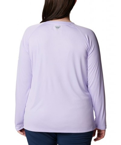 Plus Size PFG Tidal Tee II Omni-Shade T-Shirt Soft Violet, White Logo $24.00 Tops