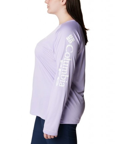 Plus Size PFG Tidal Tee II Omni-Shade T-Shirt Soft Violet, White Logo $24.00 Tops