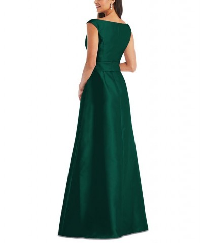 Off-The-Shoulder Satin Gown Green $79.68 Dresses