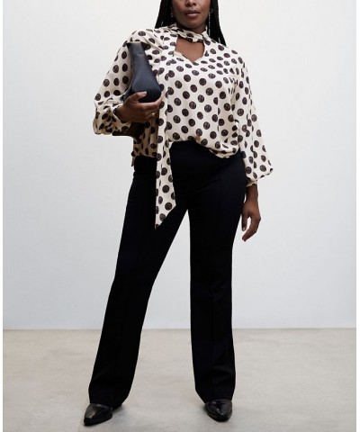 Women's Bow Polka-Dots Blouse Ecru $30.00 Tops