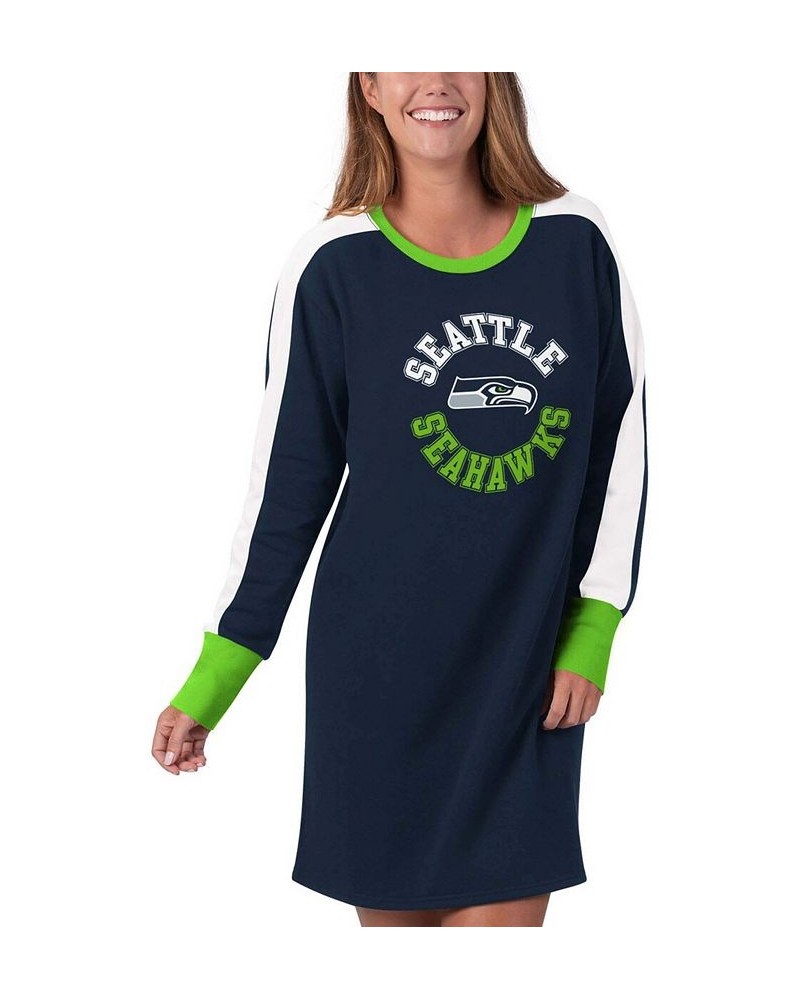 Women's College Navy Seattle Seahawks Hurry Up Offense T-shirt Dress Navy $27.60 Dresses