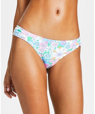 Women's Crazy Daisy Shirred-Side Hipster Bikini Bottoms Multi $27.00 Swimsuits