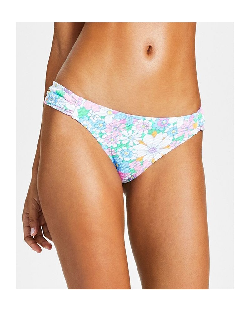 Women's Crazy Daisy Shirred-Side Hipster Bikini Bottoms Multi $27.00 Swimsuits