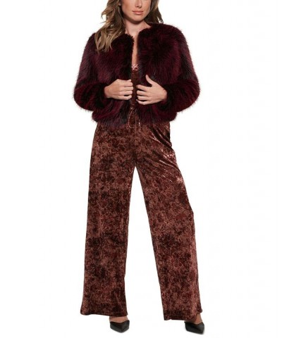 Women's Jade Velvet Wide-Leg Pants Spice Market Floral Print Red $37.98 Pants