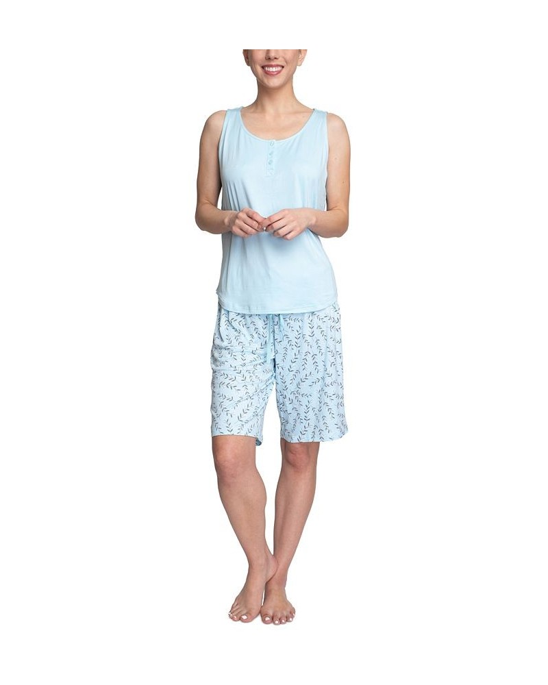 Women's 3-Piece Travel Pajama Set Blue Spring Vine $29.92 Sleepwear