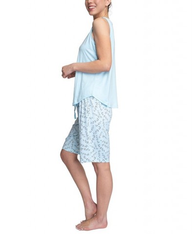 Women's 3-Piece Travel Pajama Set Blue Spring Vine $29.92 Sleepwear